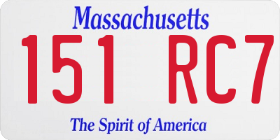 MA license plate 151RC7