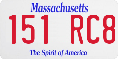 MA license plate 151RC8