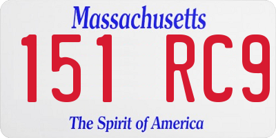 MA license plate 151RC9