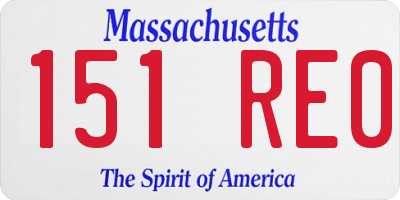 MA license plate 151RE0