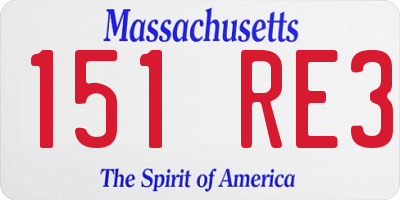 MA license plate 151RE3