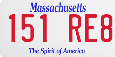 MA license plate 151RE8