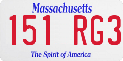 MA license plate 151RG3