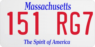 MA license plate 151RG7