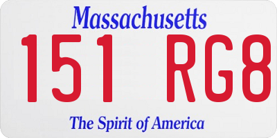MA license plate 151RG8