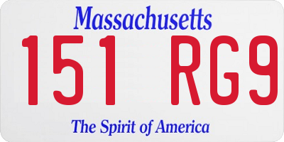 MA license plate 151RG9
