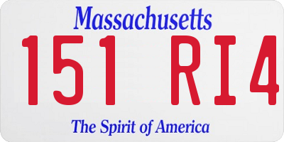 MA license plate 151RI4