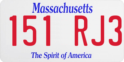MA license plate 151RJ3