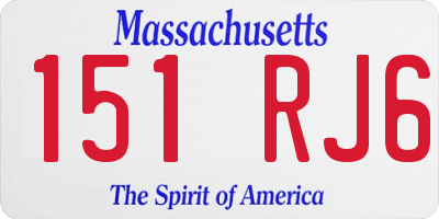 MA license plate 151RJ6
