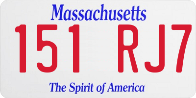 MA license plate 151RJ7