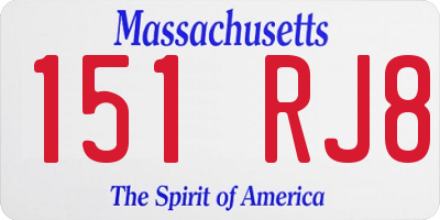 MA license plate 151RJ8