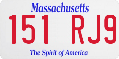 MA license plate 151RJ9