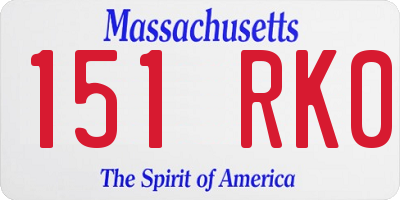 MA license plate 151RK0