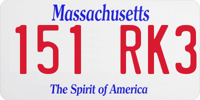 MA license plate 151RK3