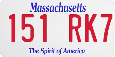 MA license plate 151RK7