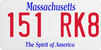 MA license plate 151RK8