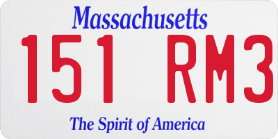 MA license plate 151RM3