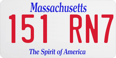 MA license plate 151RN7