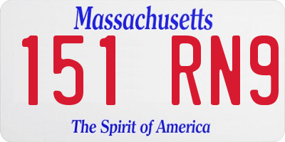 MA license plate 151RN9