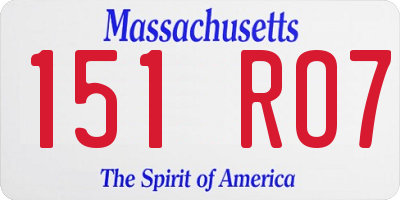 MA license plate 151RO7