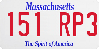 MA license plate 151RP3