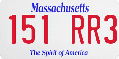 MA license plate 151RR3