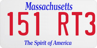 MA license plate 151RT3