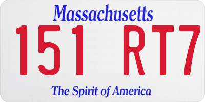 MA license plate 151RT7