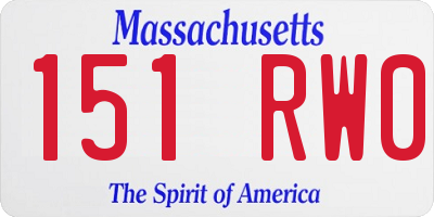 MA license plate 151RW0