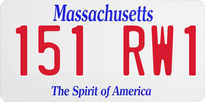MA license plate 151RW1