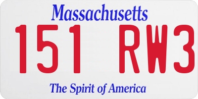 MA license plate 151RW3