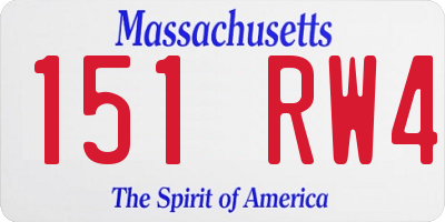 MA license plate 151RW4