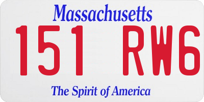 MA license plate 151RW6