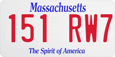MA license plate 151RW7