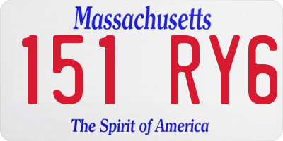 MA license plate 151RY6