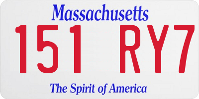 MA license plate 151RY7