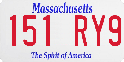 MA license plate 151RY9
