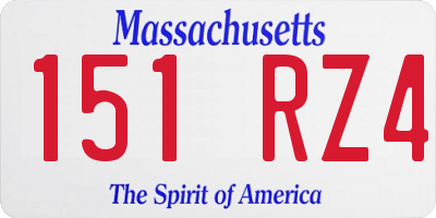 MA license plate 151RZ4