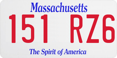 MA license plate 151RZ6