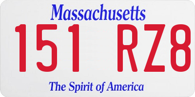 MA license plate 151RZ8