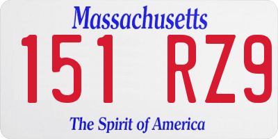 MA license plate 151RZ9