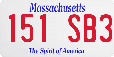 MA license plate 151SB3