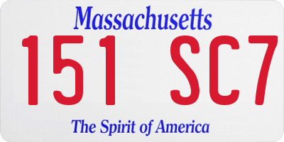 MA license plate 151SC7