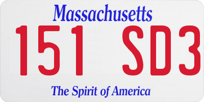 MA license plate 151SD3
