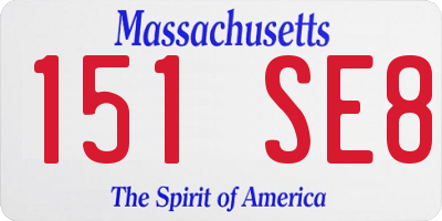 MA license plate 151SE8