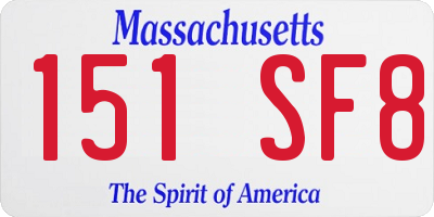 MA license plate 151SF8