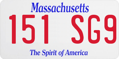 MA license plate 151SG9