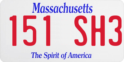 MA license plate 151SH3