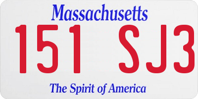 MA license plate 151SJ3