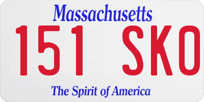 MA license plate 151SK0